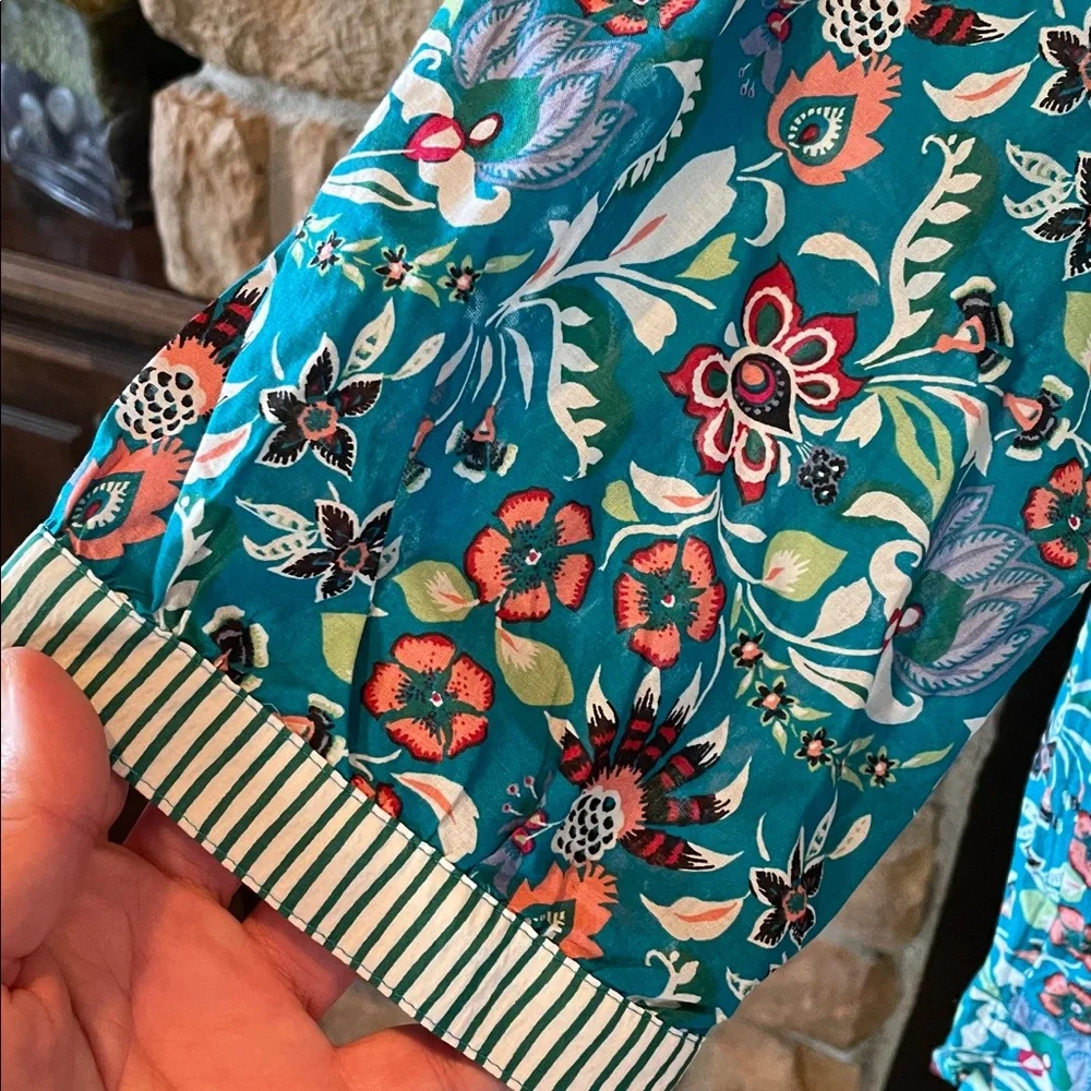 Talbots Band Collar Popover Top in Jacobean Floral print NWT - Picture 3 of 8